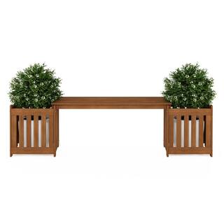 Furinno Tioman Hardwood Outdoor Lifestyle Planter Box with Seater FG19455