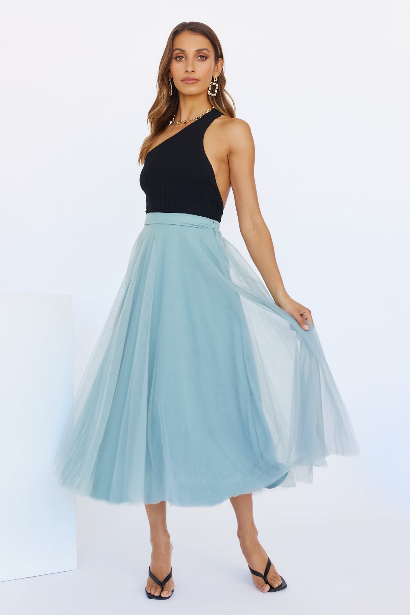 Keeping It Smart Midi Skirt Sage