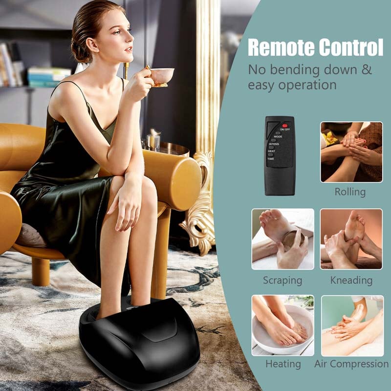 Foot Massager Machine with Heat & Remote, Shiatsu Foot Massager with Deep 3D Kneading Rolling Relieves Plantar Fasciitis