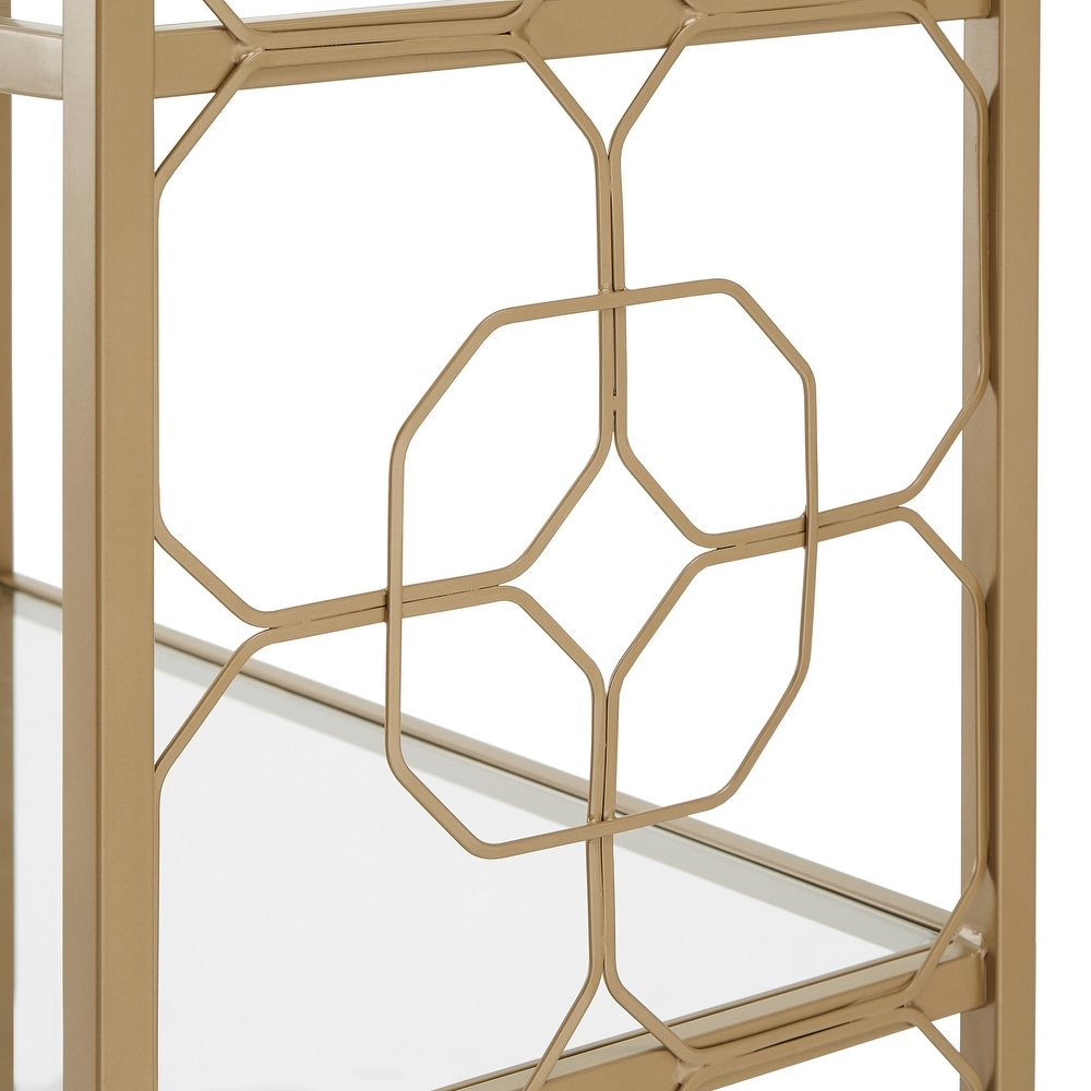 Elle Octagon Pattern Gold Metal and Glass Bookcase by iNSPIRE Q Bold