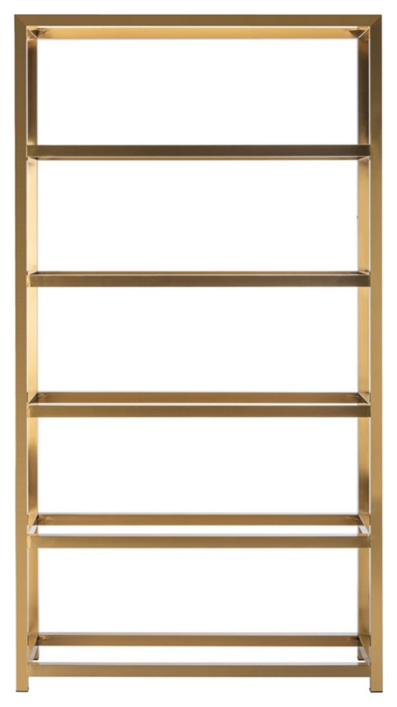 Nikola Brushed Gold Bookcase   Contemporary   Bookcases   by Rustic Home Furniture Deco  Houzz