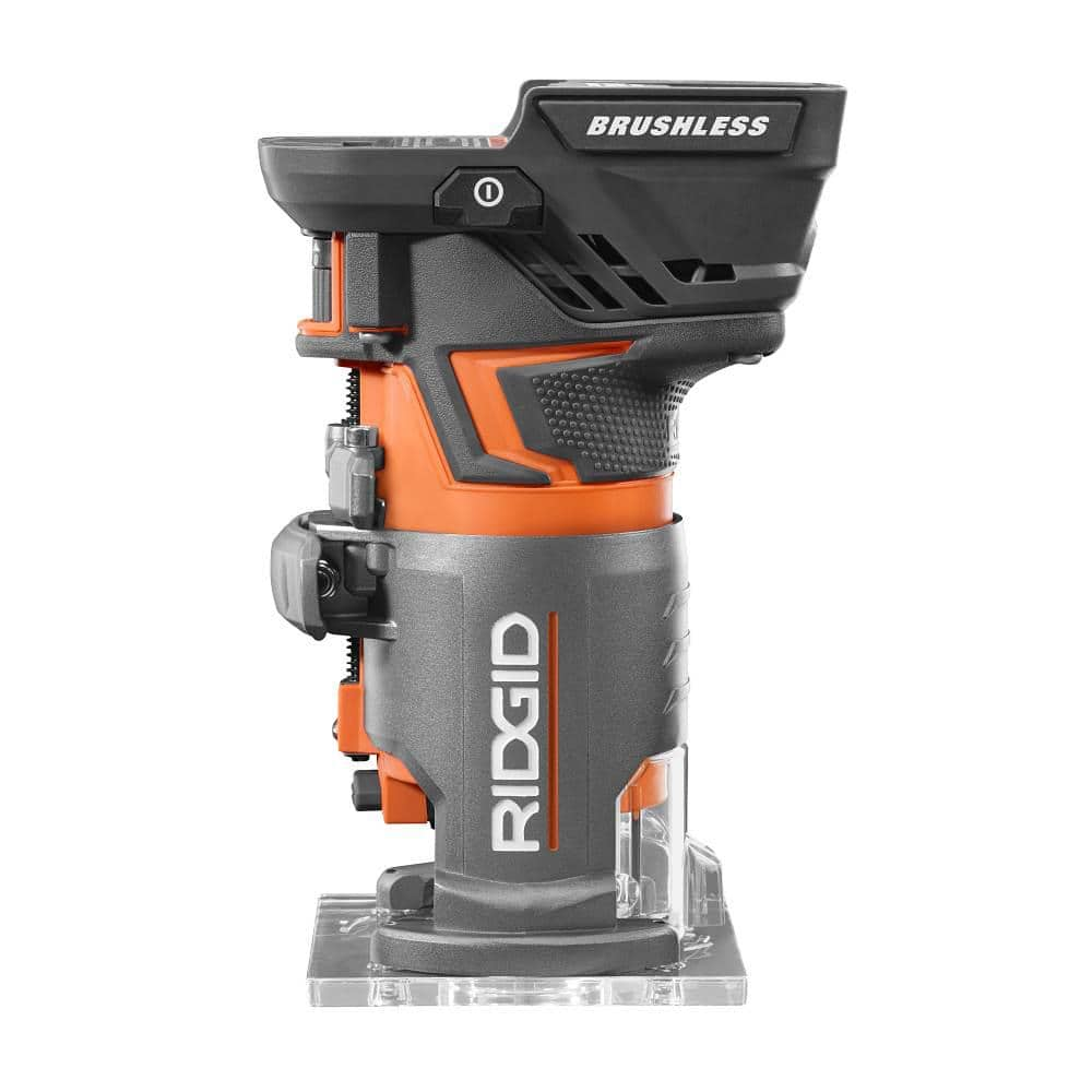 RIDGID 18V OCTANE Brushless Cordless Compact Fixed Base Router with 1/4 in. Bit, Round and Square Bases and Collet Wrench R860443B