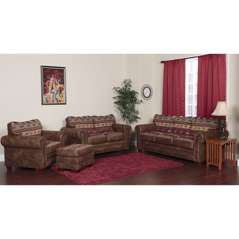 American Furniture Classics Sierra Lodge 4-Piece Living Room Furniture Set with Sleeper