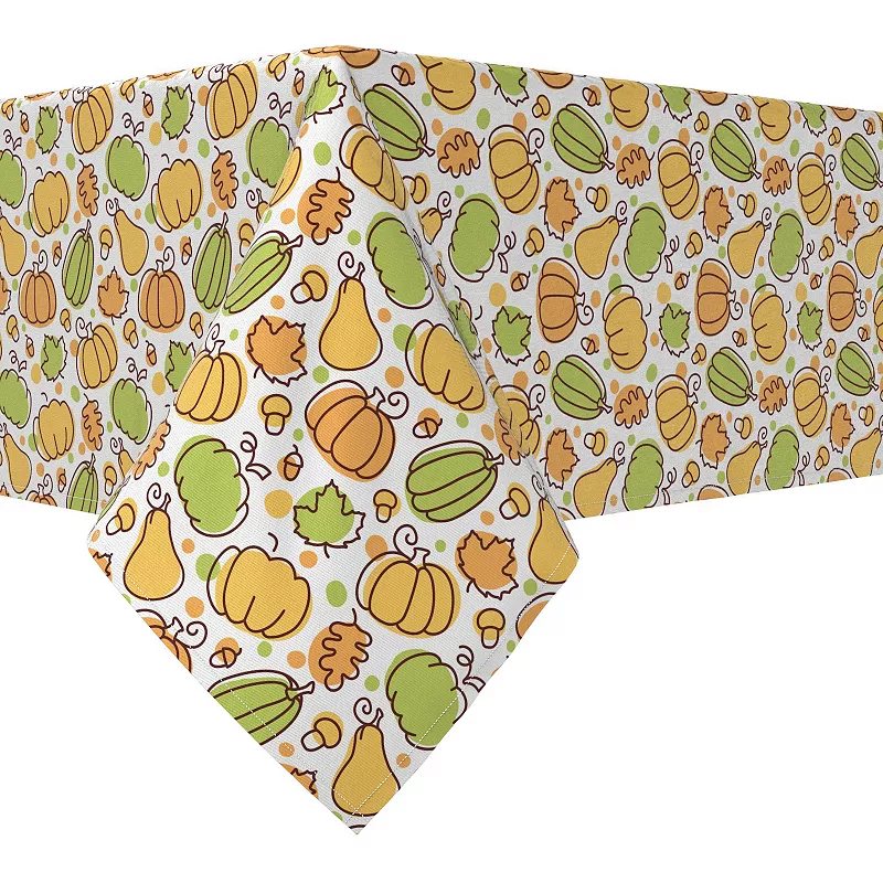 Rectangular Tablecloth， 100% Cotton， 60x84， Fall Foliage and Dots