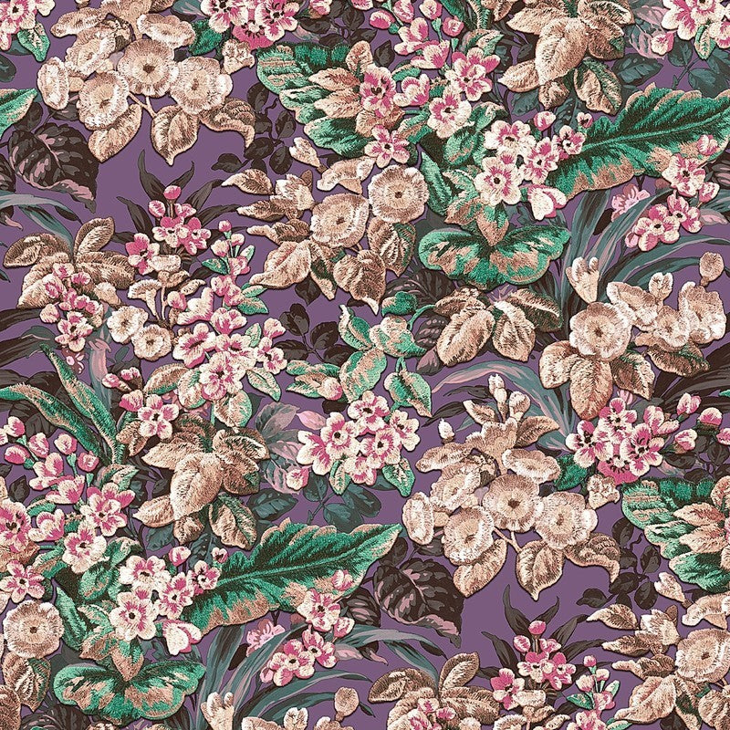 Sample Bessie Textured Floral Wallpaper in Purple Multi by BD Wall