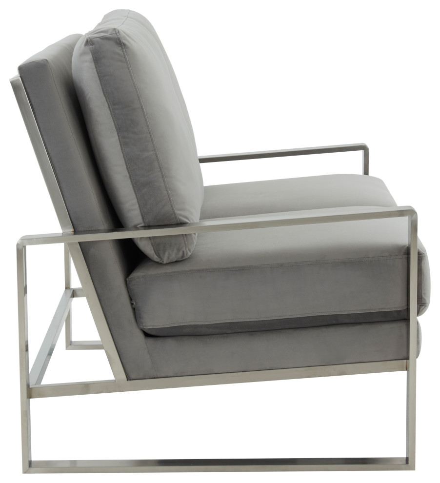 LeisureMod Jefferson Modern Design Velvet Loveseat With Silver Frame   Contemporary   Loveseats   by LeisureMod  Houzz