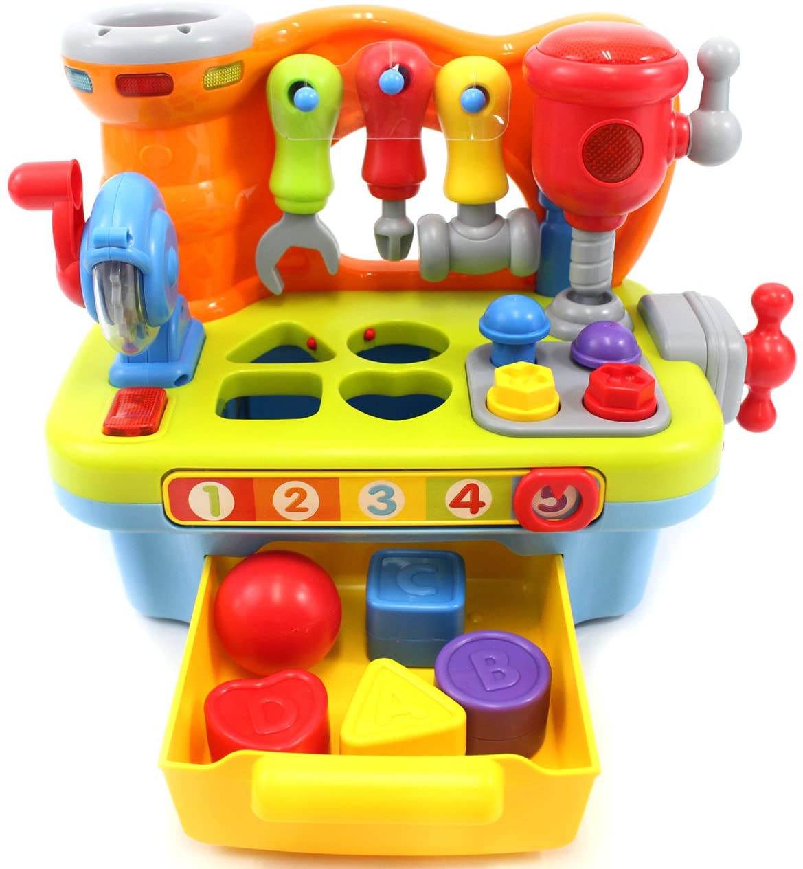 CifToys Musical Learning Workbench Toy for Kids Construction Work Bench Building Tools with Sound Effects and Lights