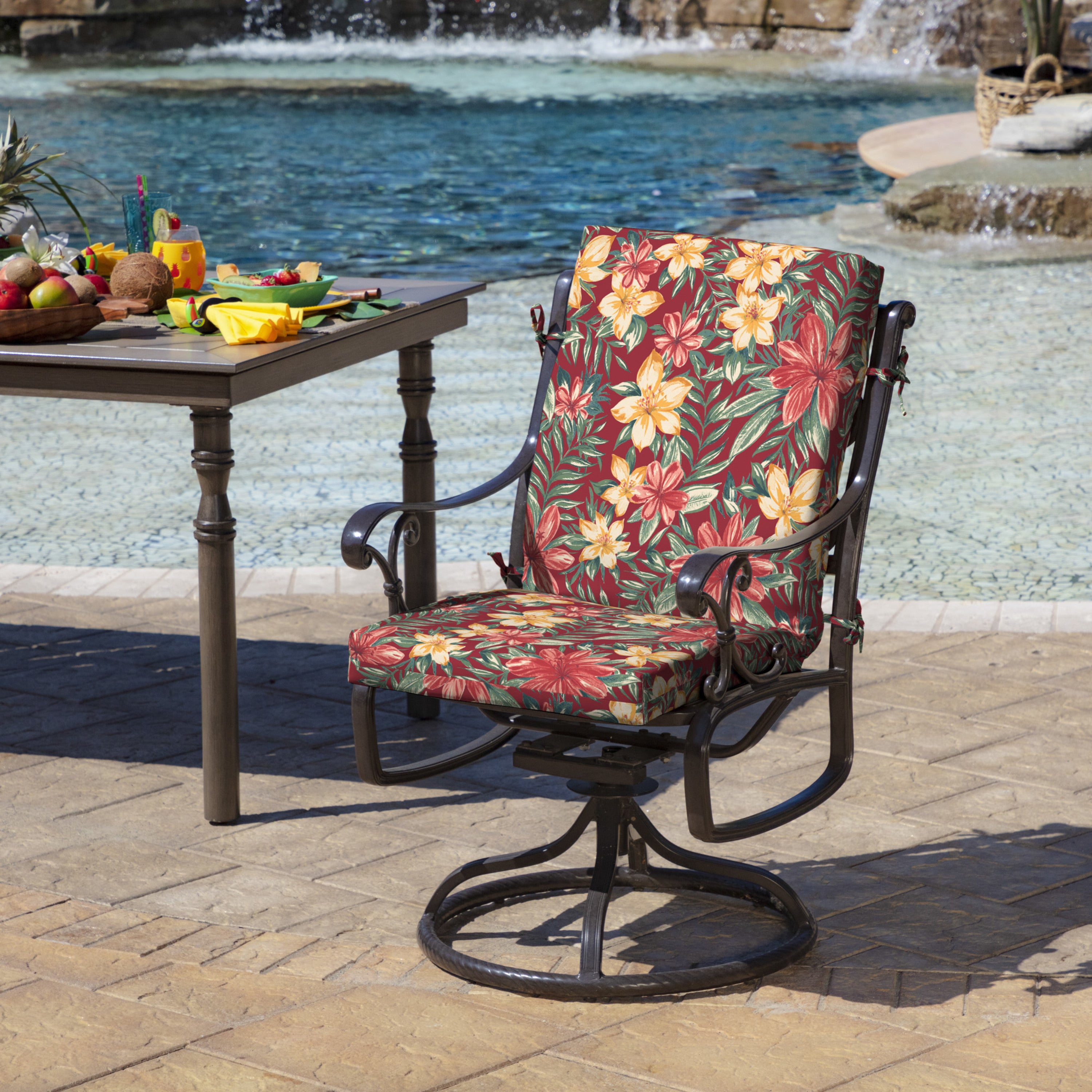 Arden Selections Outdoor Dining Chair Cushion 20 x 20， Ruby Clarissa