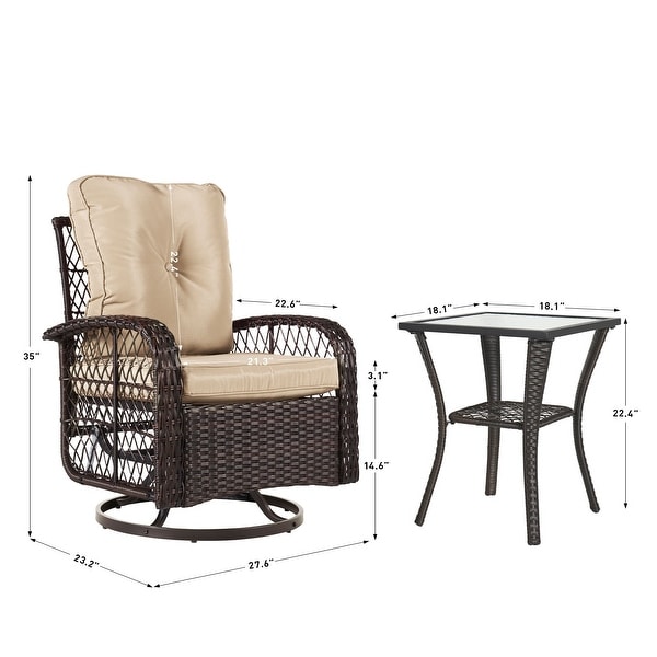 3 Pieces Outdoor Swivel Rocker Chair