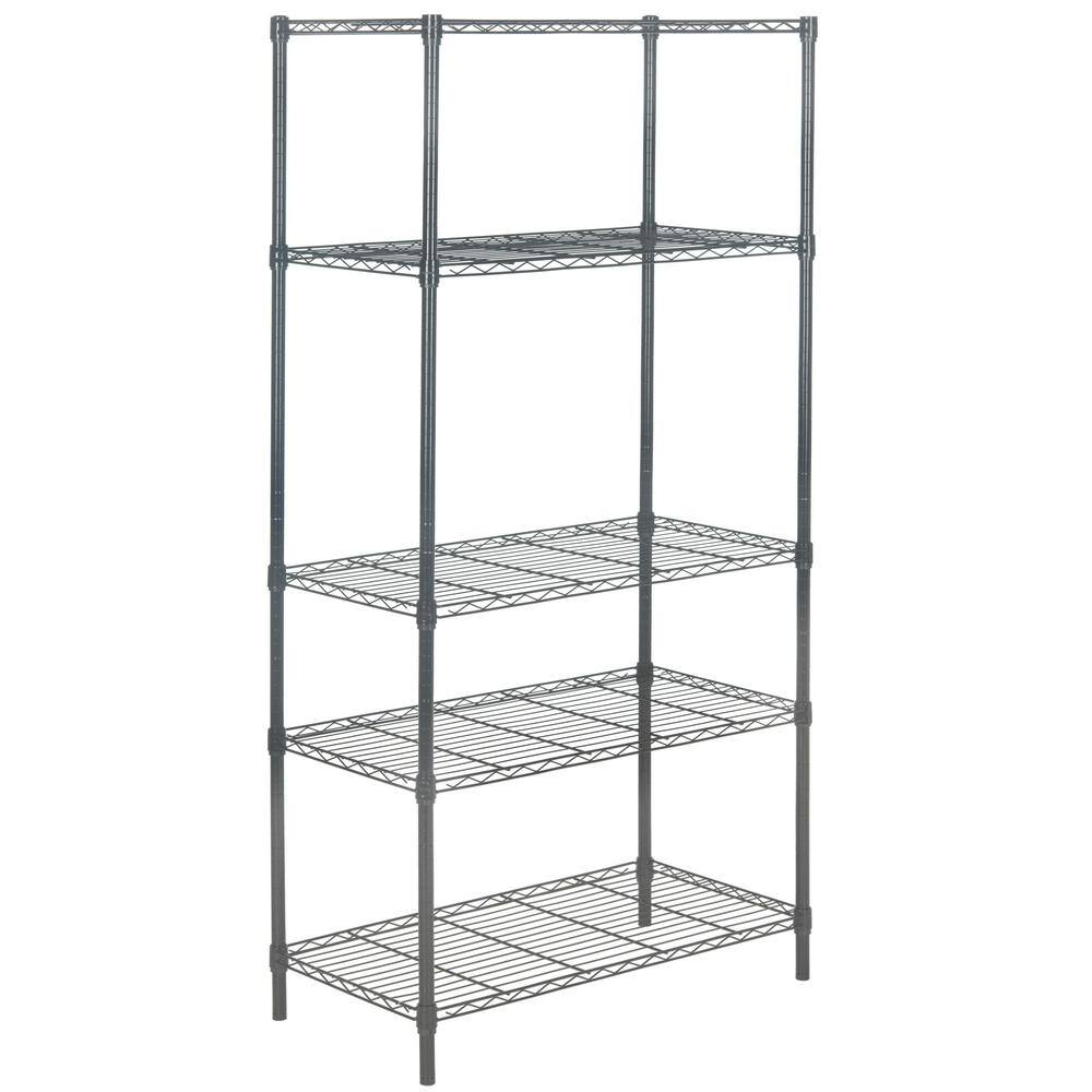 SAFAVIEH Dark Gray 5-Tier Carbon Steel Wire Freestanding Garage Storage Shelving Unit (35 in. W x 71 in. H x 18 in. D) HAC1006A