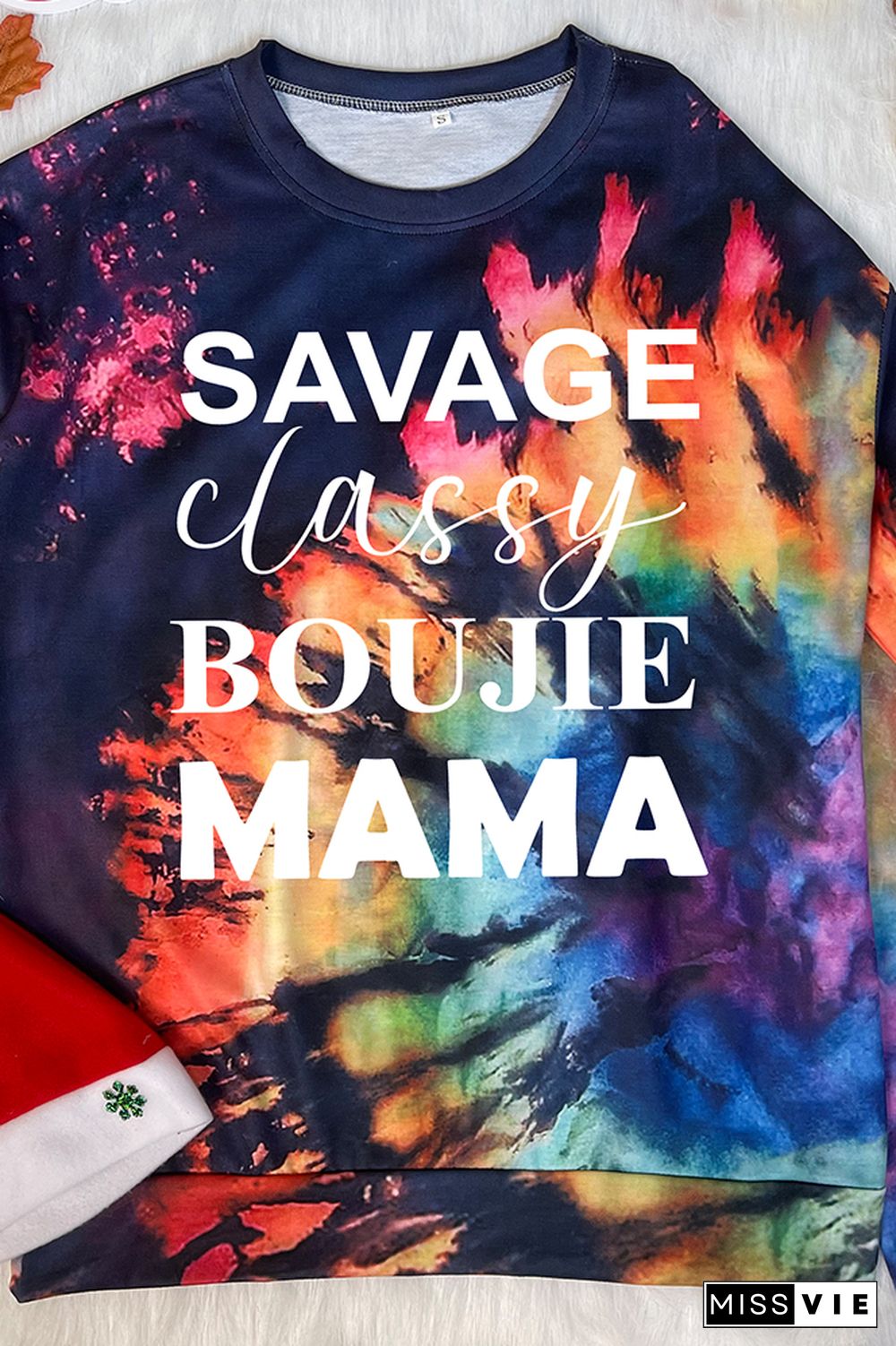 Bleached Tie Dye O-neck Sweatshirt Women Wholesale