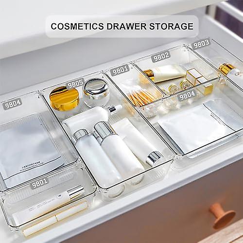 Vanity Organizer for Drawers | Transparent Drawer Organizer Bins - 5 Sizes Drawer Divider Tray for B