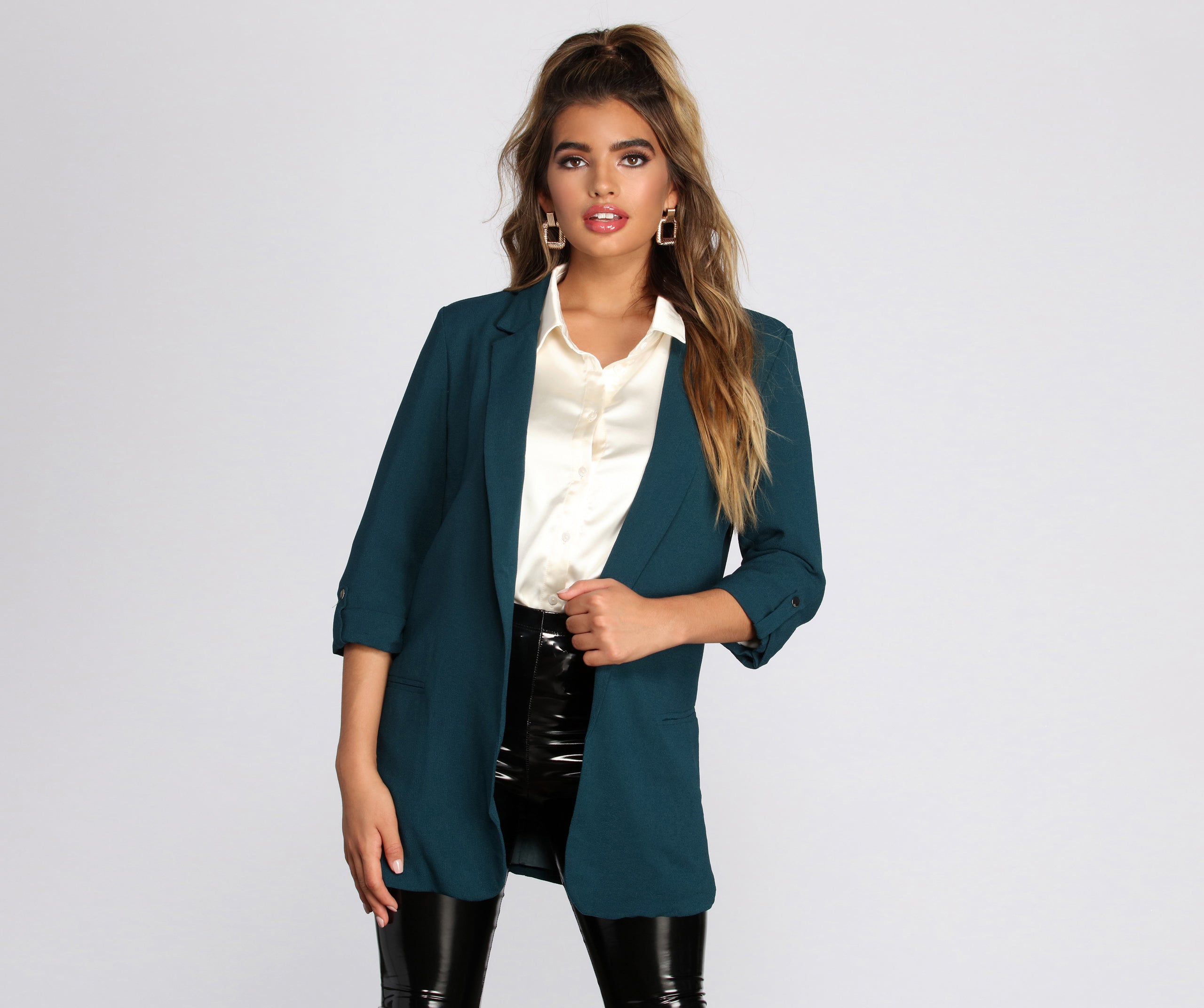 Over-Sized Woven Boyfriend Blazer