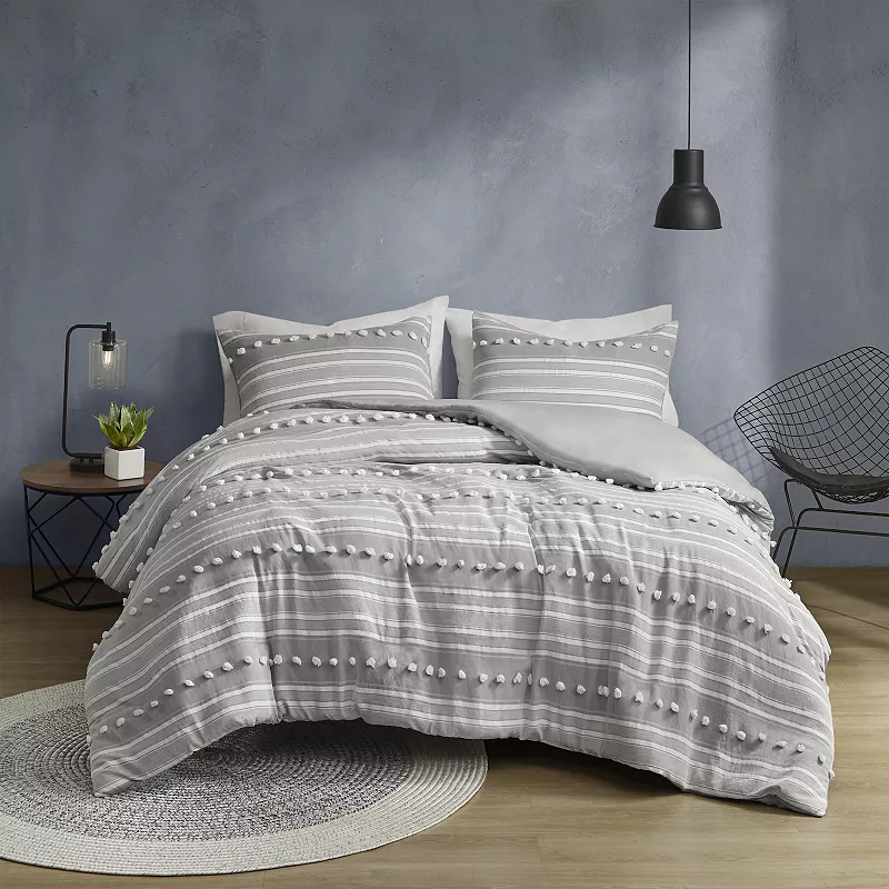 Urban Habitat Cillian Striped Clipped Jacquard Duvet Cover Set