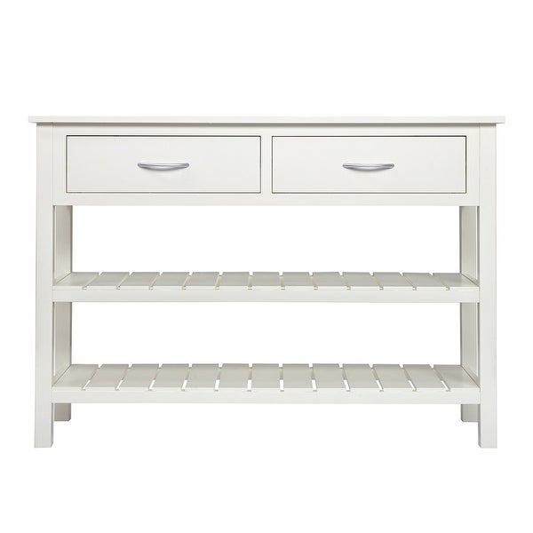 3-Tier Console Table with 2 Drawers， Sofa Table with Storage Shelves