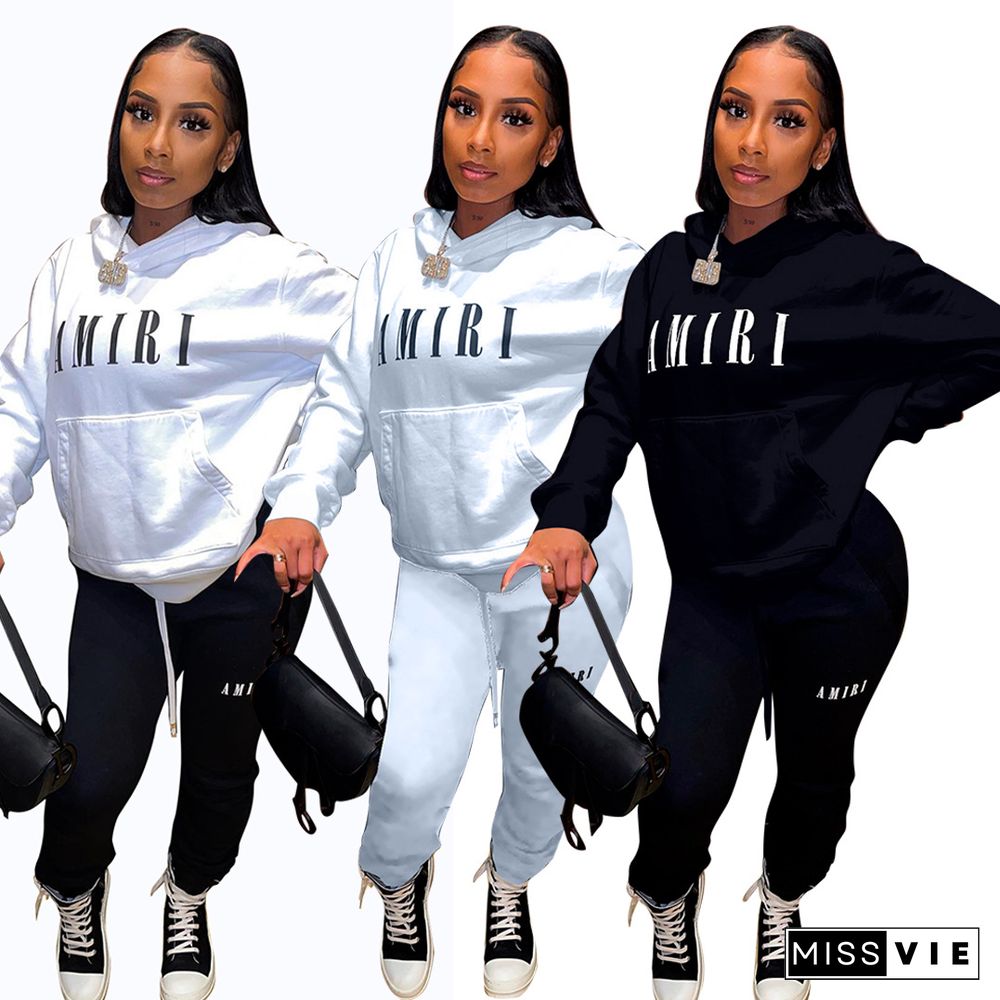 Fashion Sweatshirt Hooded Letters Loose Suit