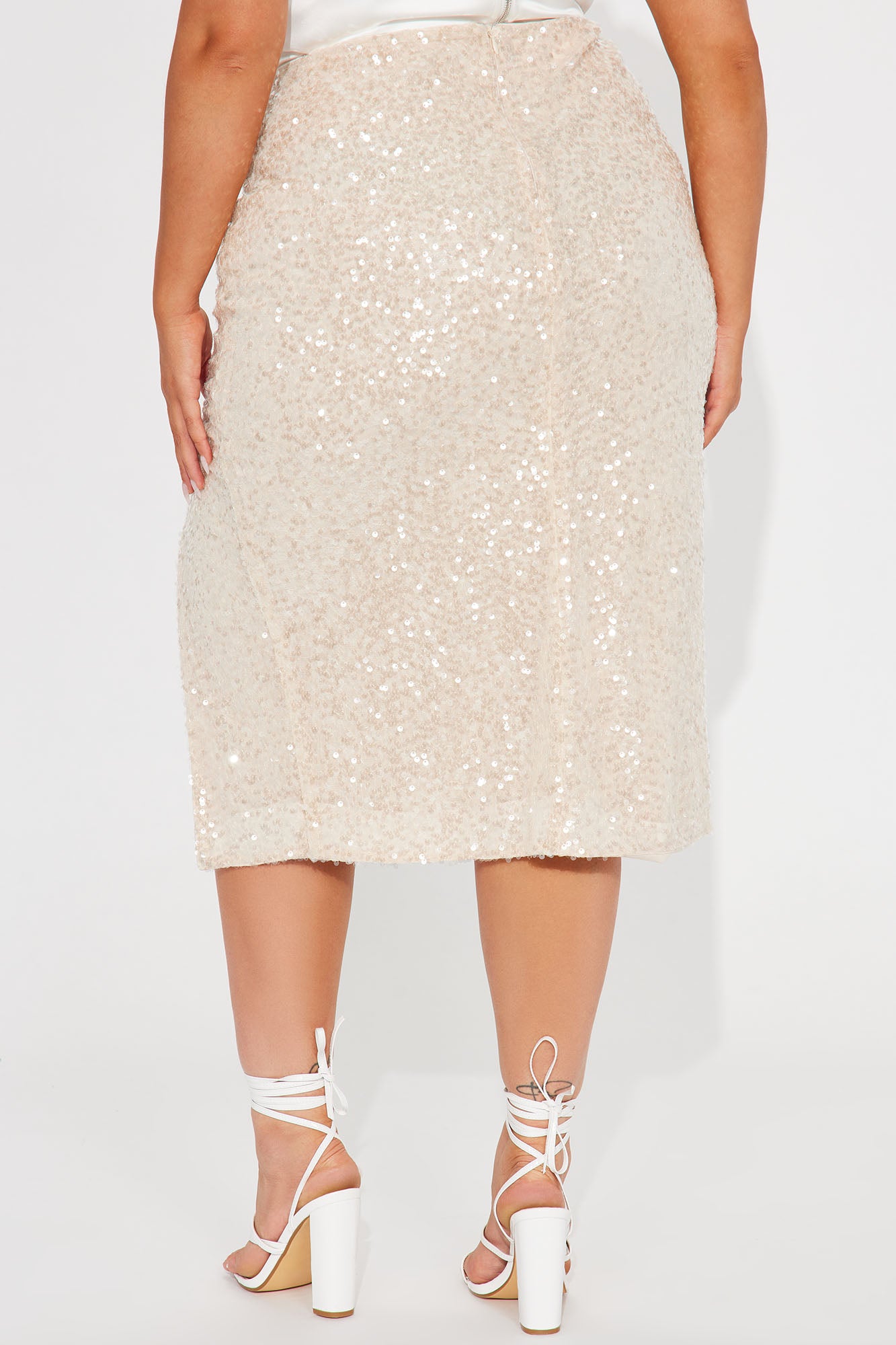 Cosmo Night Sequin Midi Skirt - Cream