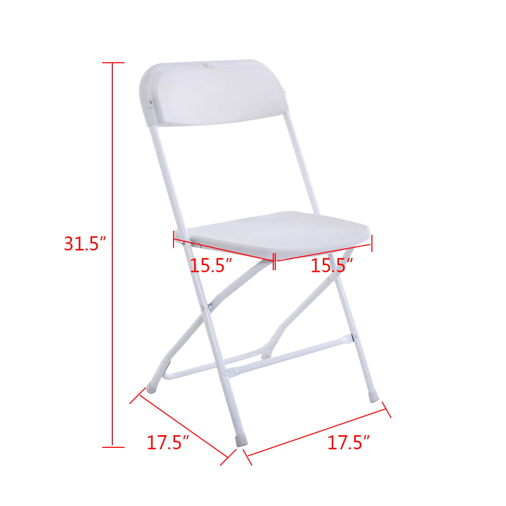 Zimtown 10-Pack Folding Chairs White Stackable Wedding Party Event Chair With Plastic Seat and Back