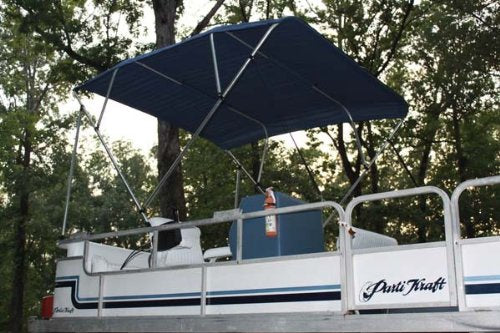 New Navy Blue Vortex 4 Bow Bimini Top 8' Long， 73-84