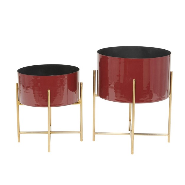 2pc Modern Metal Planter Pots Cosmoliving By Cosmopolitan