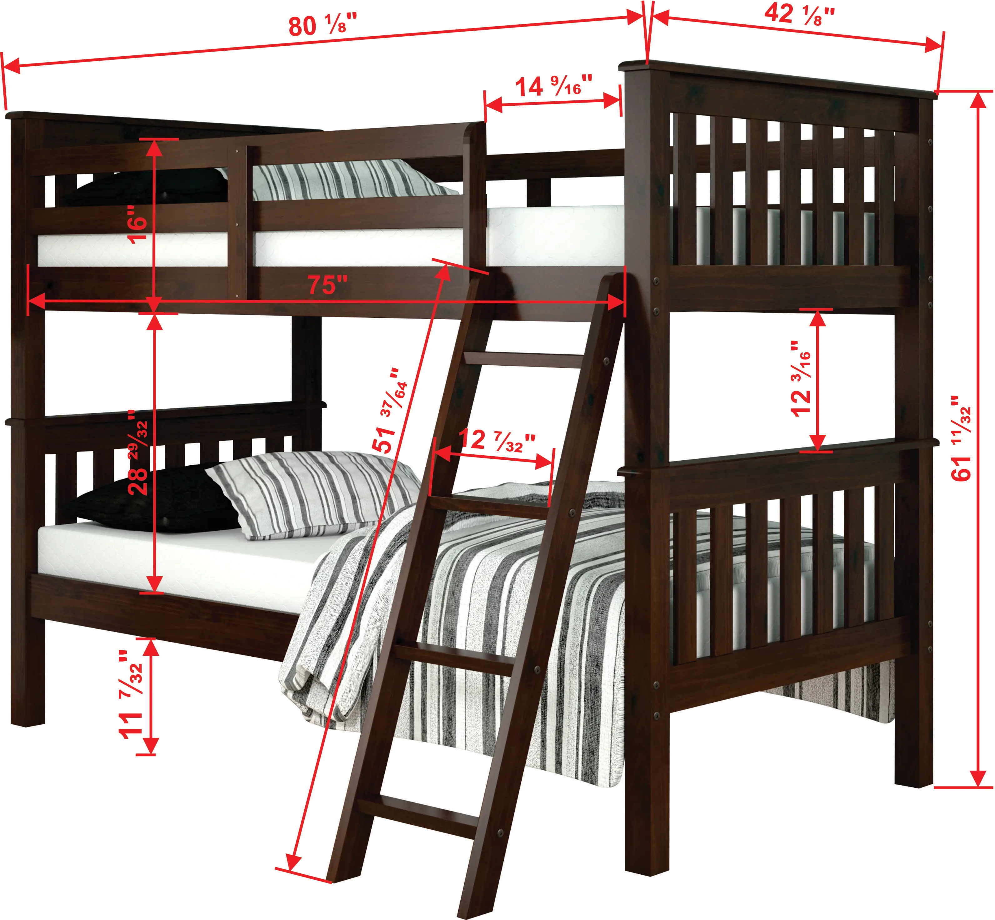 Mission Dark Brown Twin-over-Twin Bunk Bed