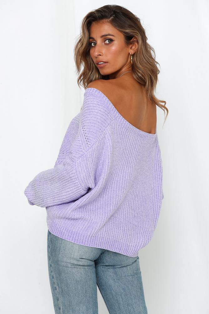 Love Run Knit Crop Lilac