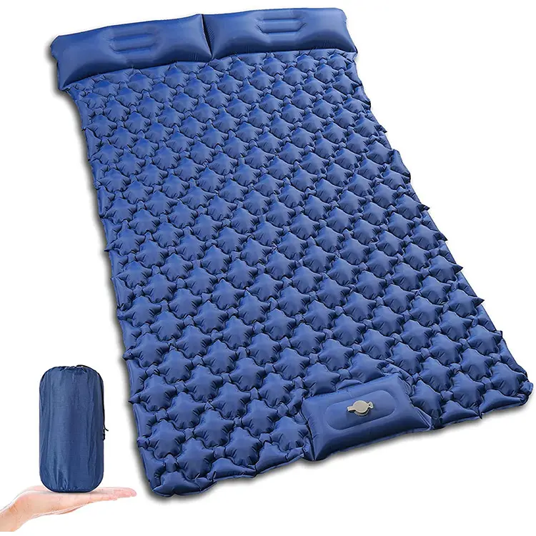 Double Camping Pad for Sleeping Inflating Camping Mats Waterproof Tent Mattress with Pillow Ultralight Sleeping Bed