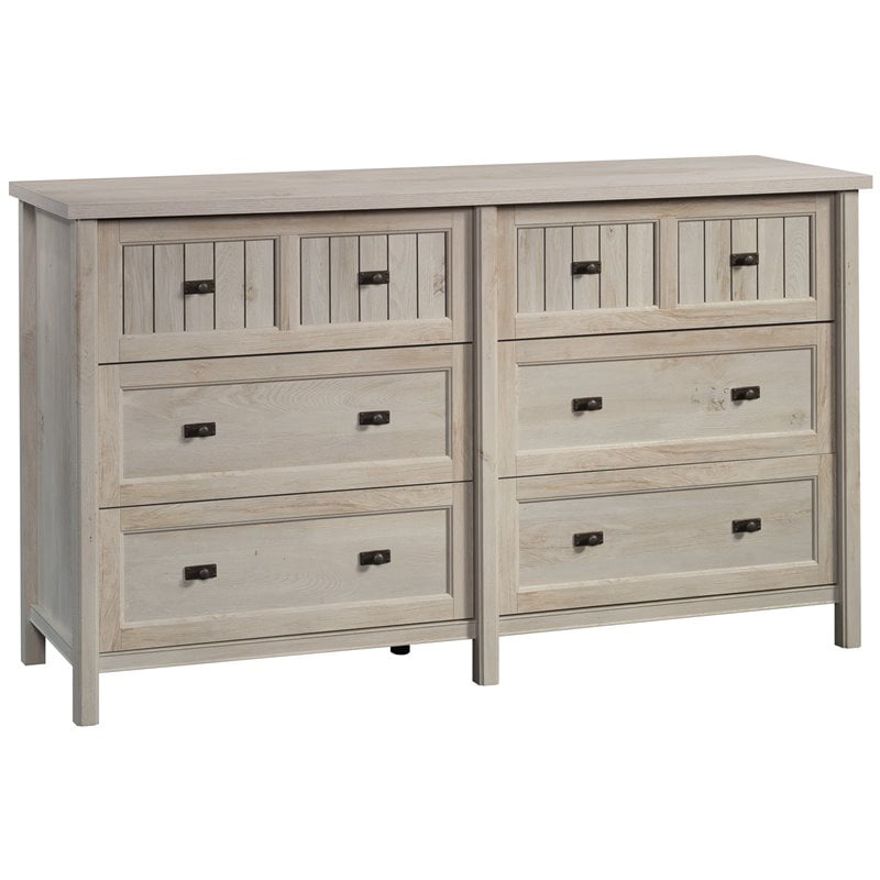 Pemberly Row 6 Drawer Coastal Cottage Wooden Dresser in Chalked Chestnut