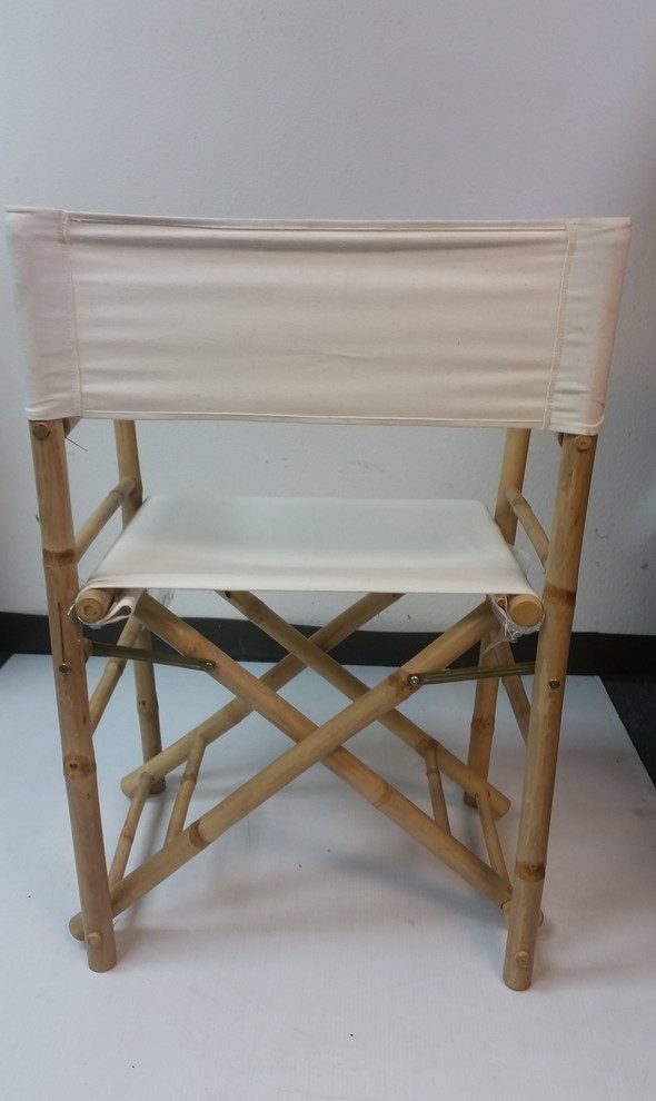 Set of 2 Pieces Iron Bamboo Director Chair  White Canvas  35 quotH   Asian   Folding Chairs And Stools   by Master Garden Products  Houzz