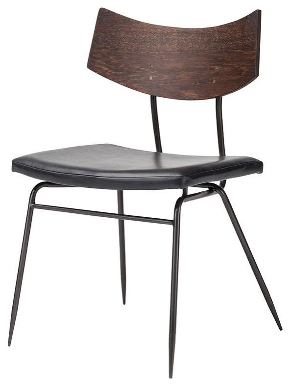 Soli Dining Chair Seared/Black Leather   Industrial   Dining Chairs   by Old Bones Co.  Studios  Houzz