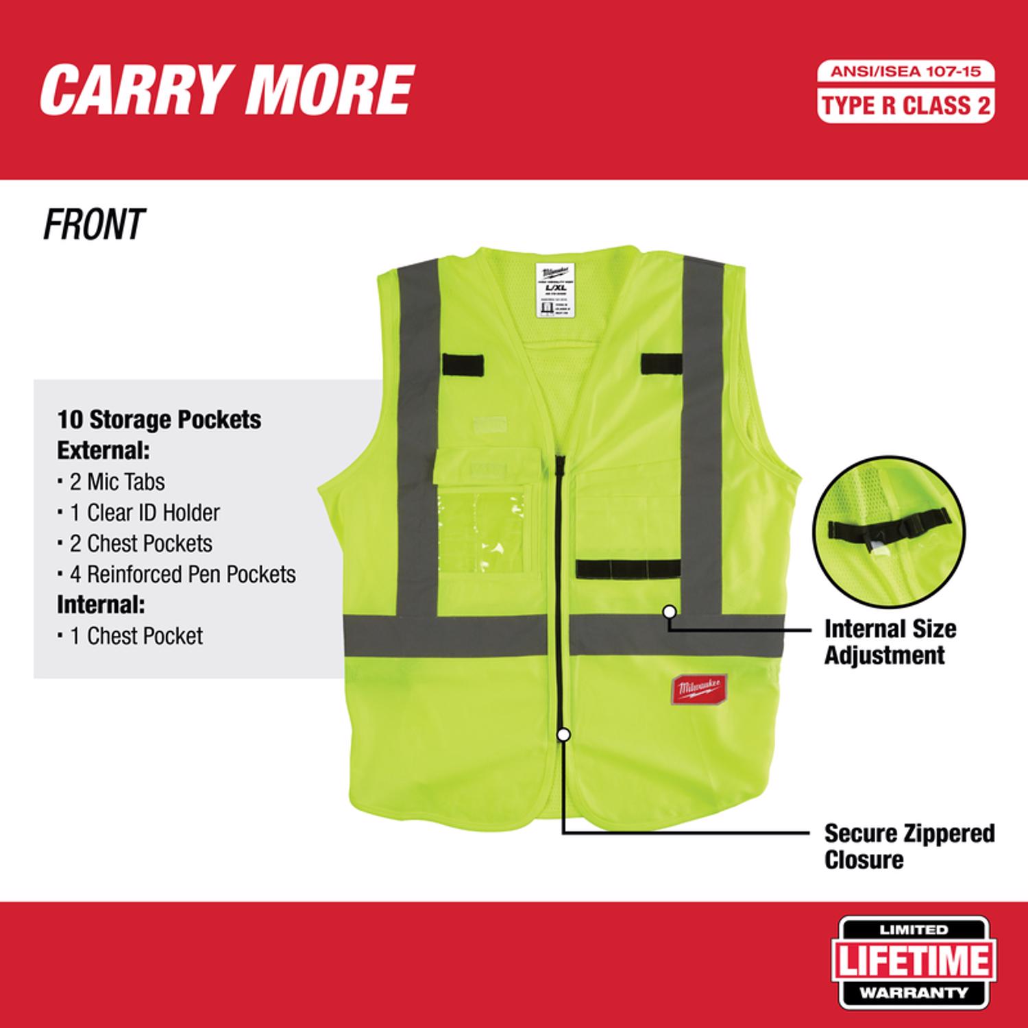 MW Safety Vest High Visibility Yellow L/XL