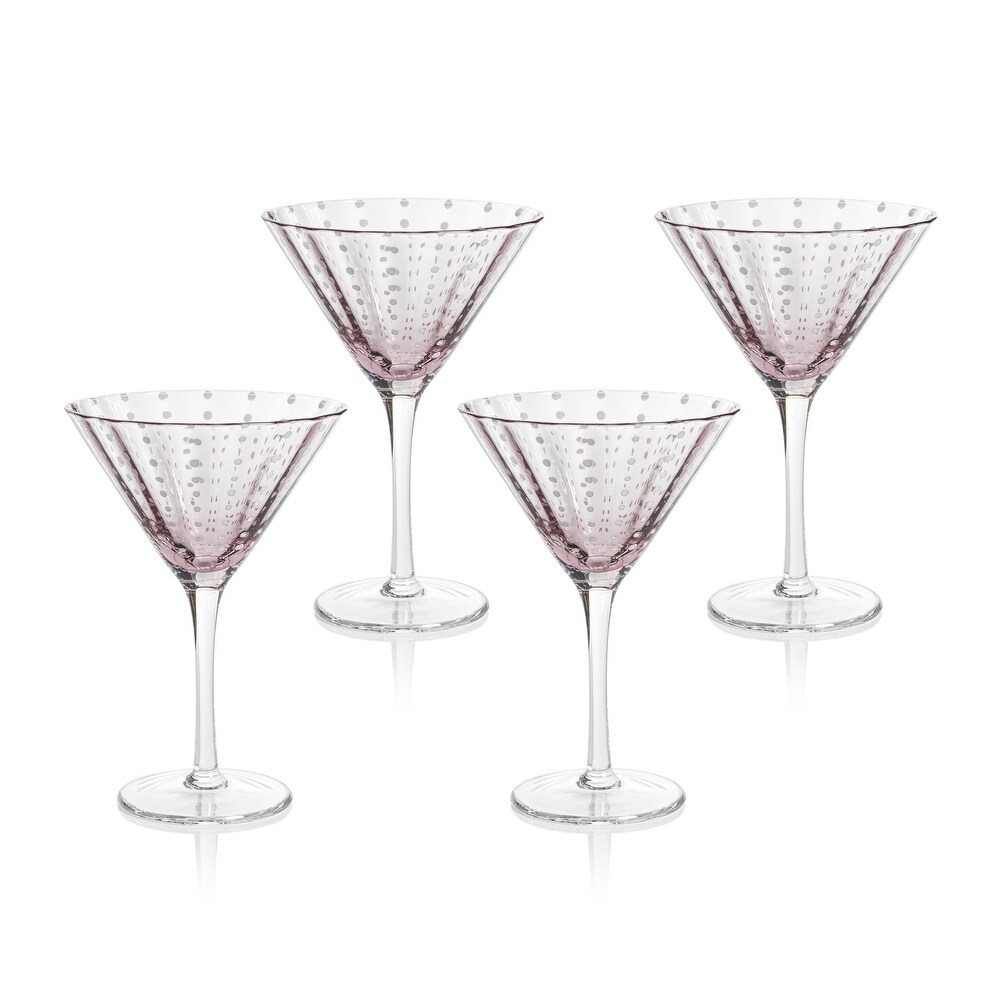 Pescara White Dot Martini Glasses  Set of 4