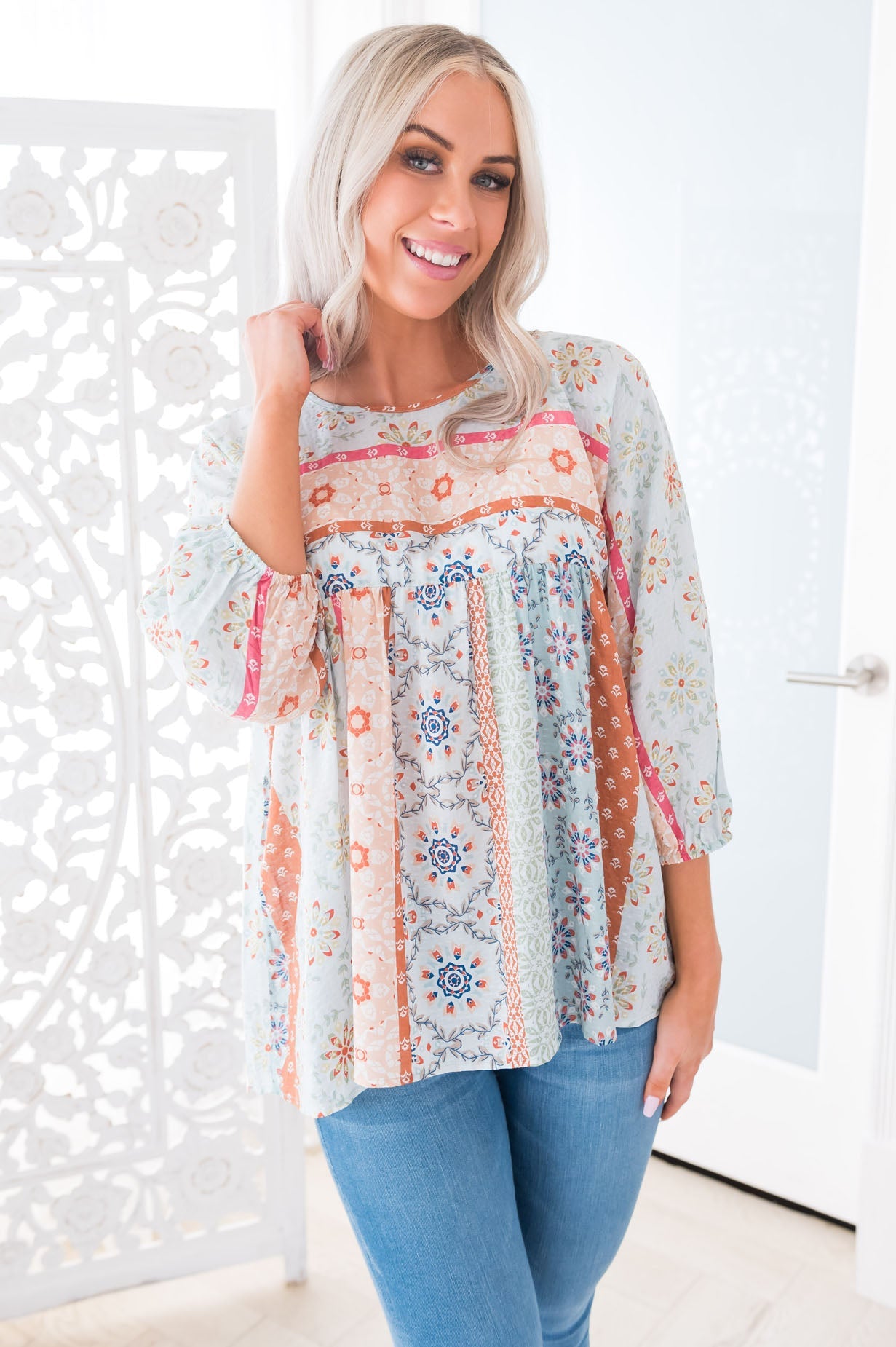 Just Fine By Me Modest Blouse