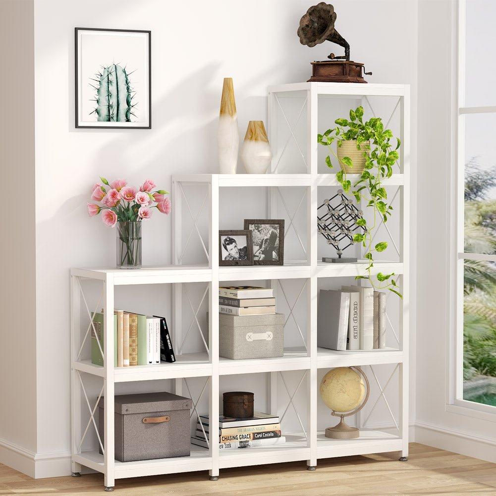 Ladder Bookshelf, 12 Shelves Industrial Etagere Bookcase