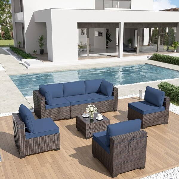 Kullavik 7Piece Rattan Patio Furniture Set Sofa