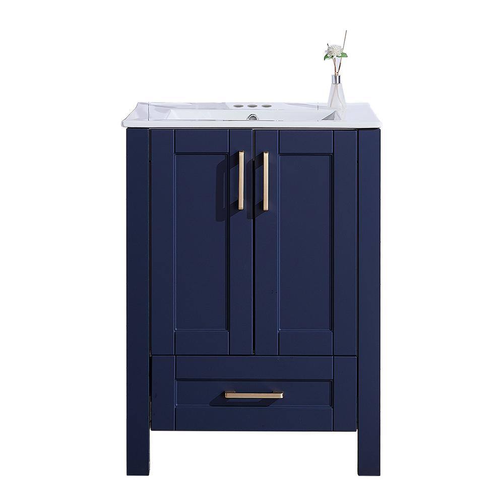 VC CUCINE 24 in. W x 17.7 in. D x 31.8 in. H Small Bathroom Vanity in Blue with White Ceramic Top US01SL-MZG61E-470-3