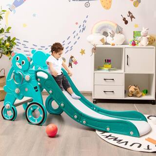 Costway 4-in-1 Foldable Baby Slide Toddler Climber Slide PlaySet with Ball Green TS10006GN