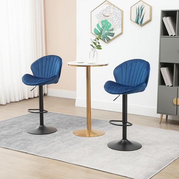 Set of 2 Adjustable Barstools with Back and Footrest