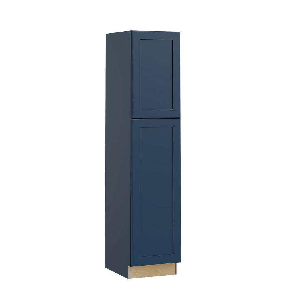 Home Decorators Collection Newport Blue Painted Plywood Shaker Stock Assembled Bath Kitchen Cabinet Soft Close Right 18 in. x 84 in. x 21 in. VLC182184R-NMB