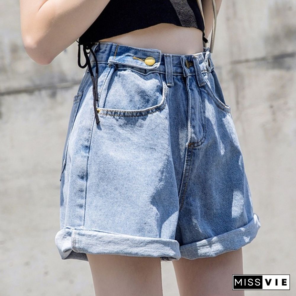 Plus Size Women's Shorts High Waist Shorts Women Minimalism Denim Shorts Summer Fashion Casual Jeans Short Pants