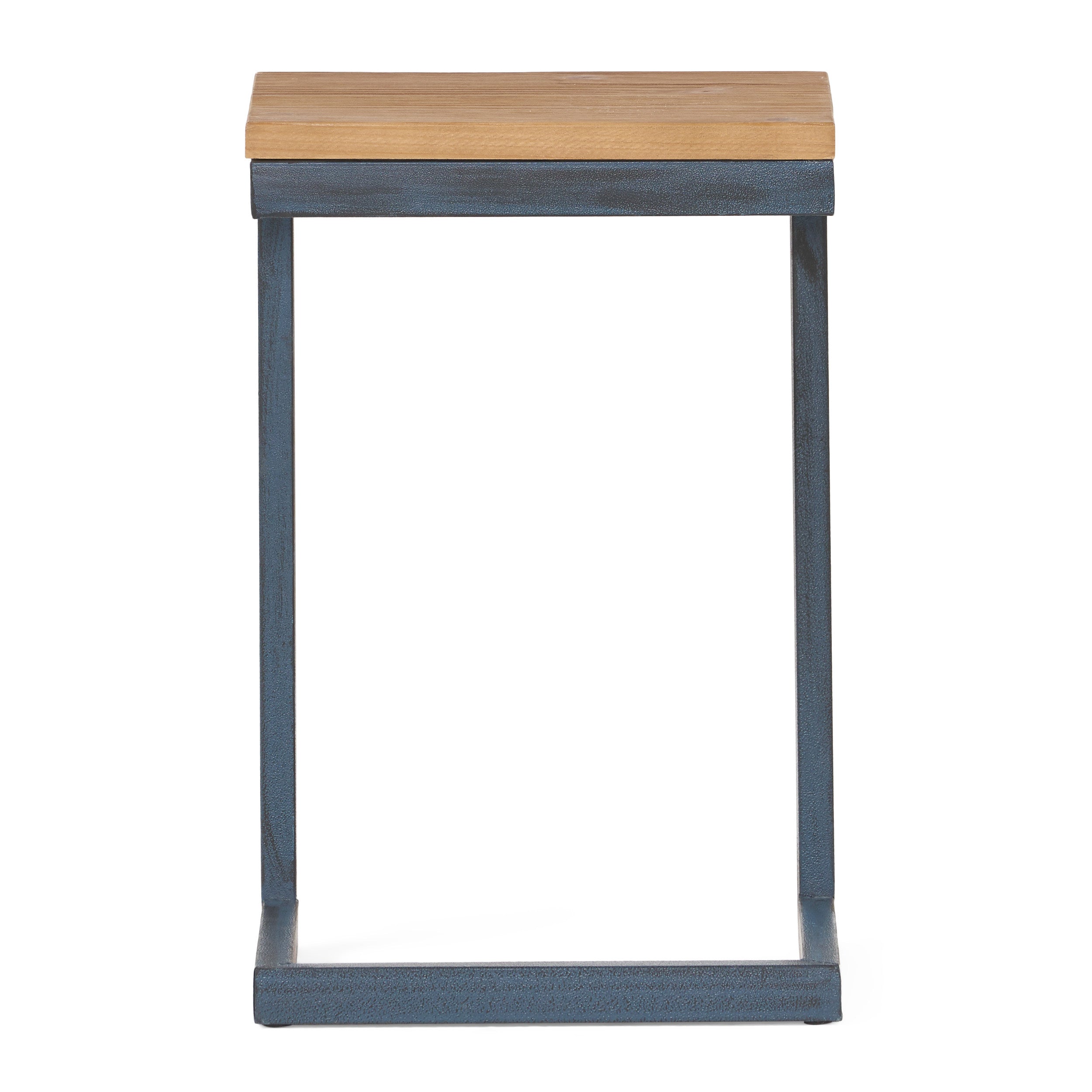 Ramona Modern Industrial Firwood C-Shaped Accent Side Table with Iron Frame