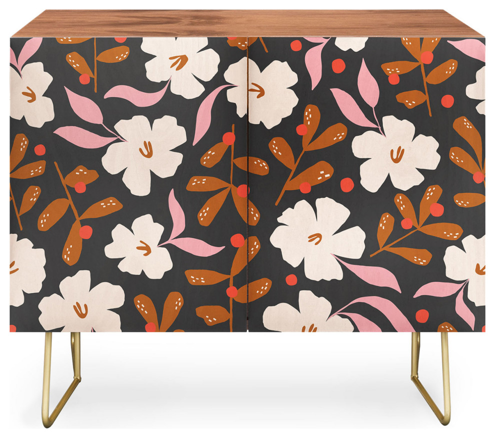 Deny Design Schatzi Brown Lotta Floral Beige Credenza   Contemporary   Accent Chests And Cabinets   by Deny Designs  Houzz