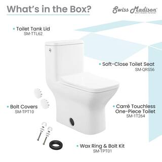 Swiss Madison Carre 1-piece 1.11.6 GPF Dual Touchless Flush Elongated Toilet in White SM-1T264