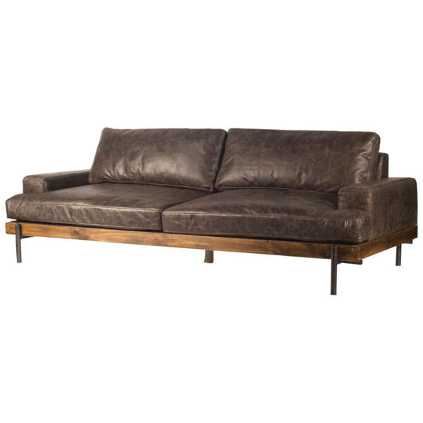 Colburne II Mahogany Leather Three Seather Sofa