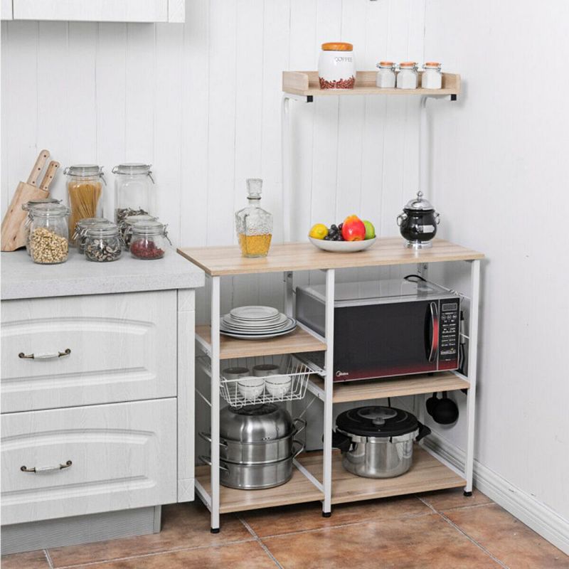 Hivago 4-tier Kitchen Baker's Rack with Basket and 5 Hooks