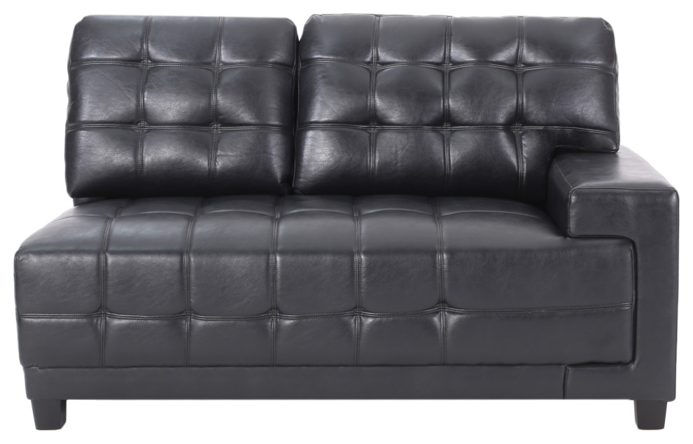 Littell Faux Leather Tufted 3 Seater Sofa  Chaise Sectional Set   Contemporary   Sectional Sofas   by GDFStudio  Houzz