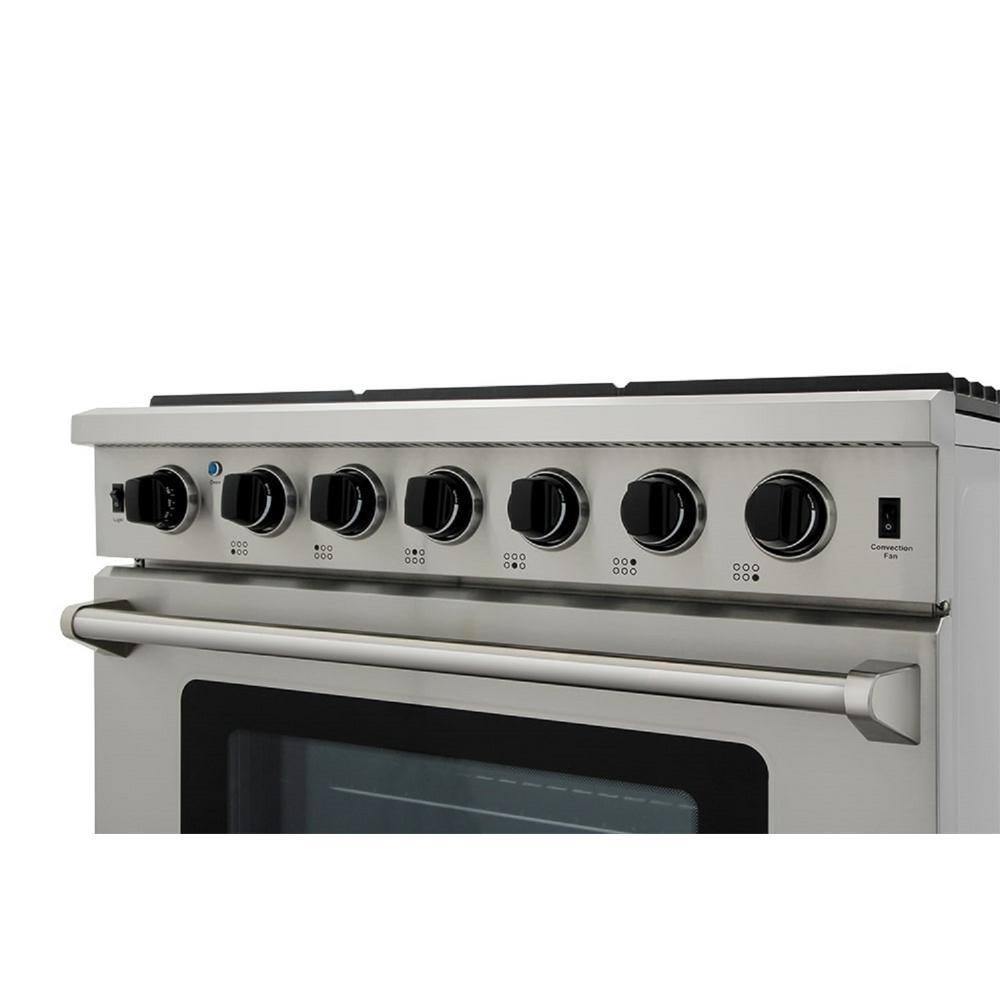 Thor Kitchen Pre-Converted Propane 36 in. 6.0 cu. Ft Single Oven Professional Gas Range in Stainless Steel with 6-Burners LRG3601ULP