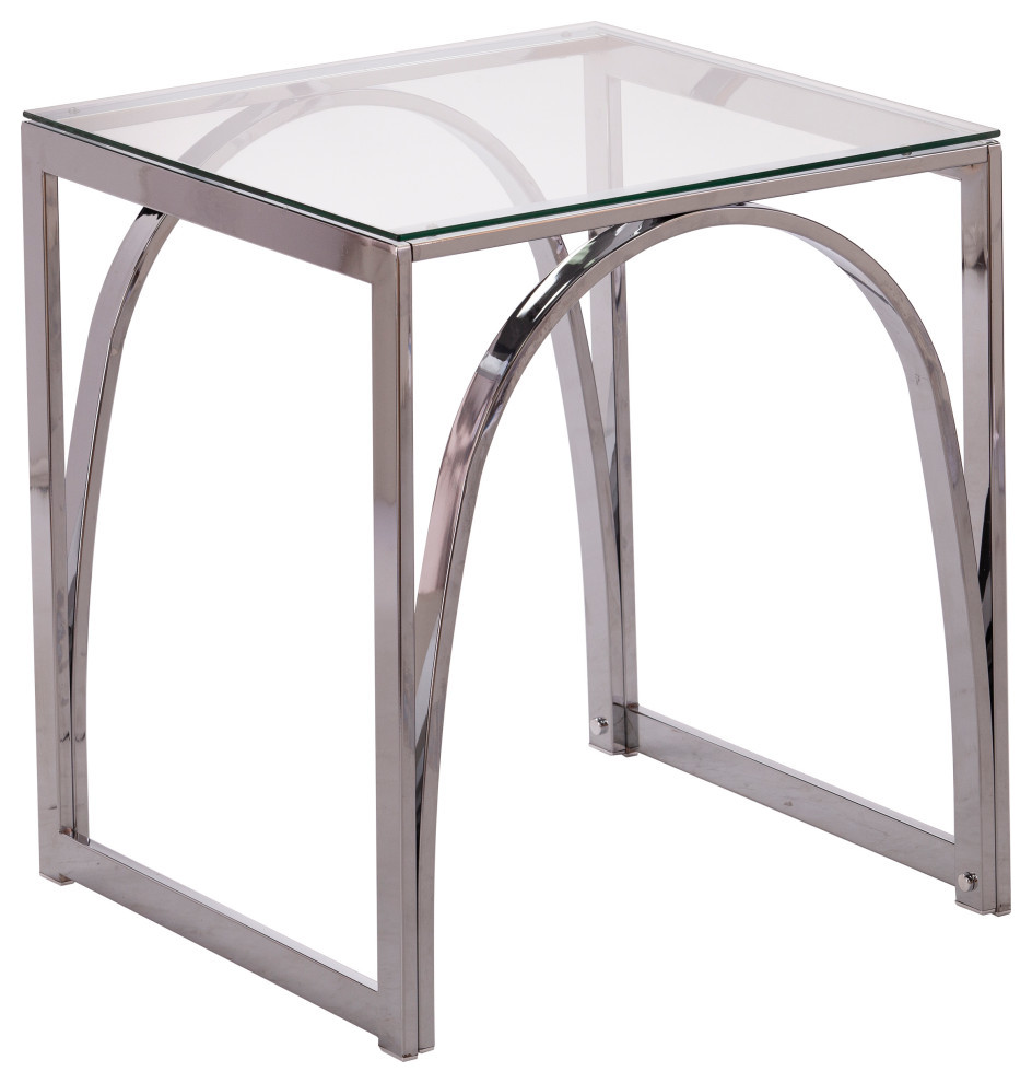 Evan Square Glass Top End Table   Contemporary   Side Tables And End Tables   by SEI  Houzz