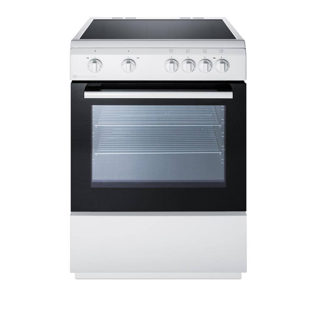 Summit Appliance 24 in. 2.4 cu. ft. Slide-In Electric Range in White and Black CLRE24WH