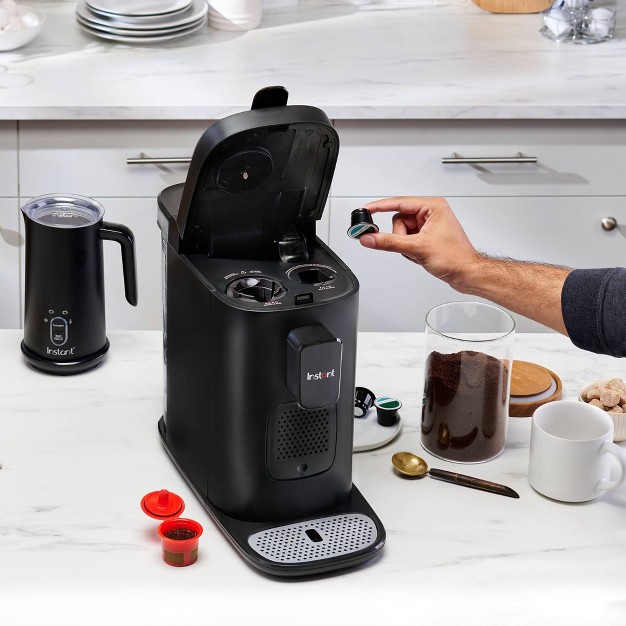 Instant Dual Pod Plus 3 in 1 Coffee Maker With Espresso Machine Pod Coffee Maker And Ground Coffee Nespresso Capsules Compatible Black